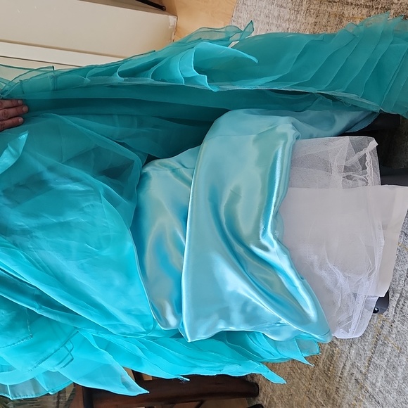 Size 10 Turquoise Prom/Pageant/Evening Gown by Ritzee Originals - Picture 9 of 10